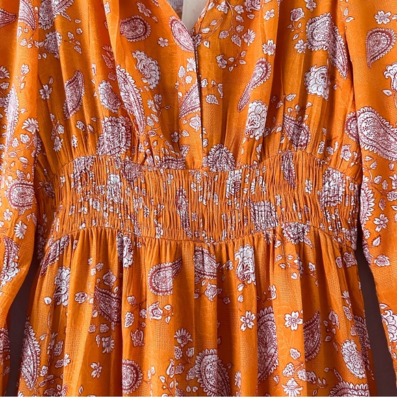 NWT•Easel•Boho Orange Maxi with Long Sleeves - Picture 2 of 16